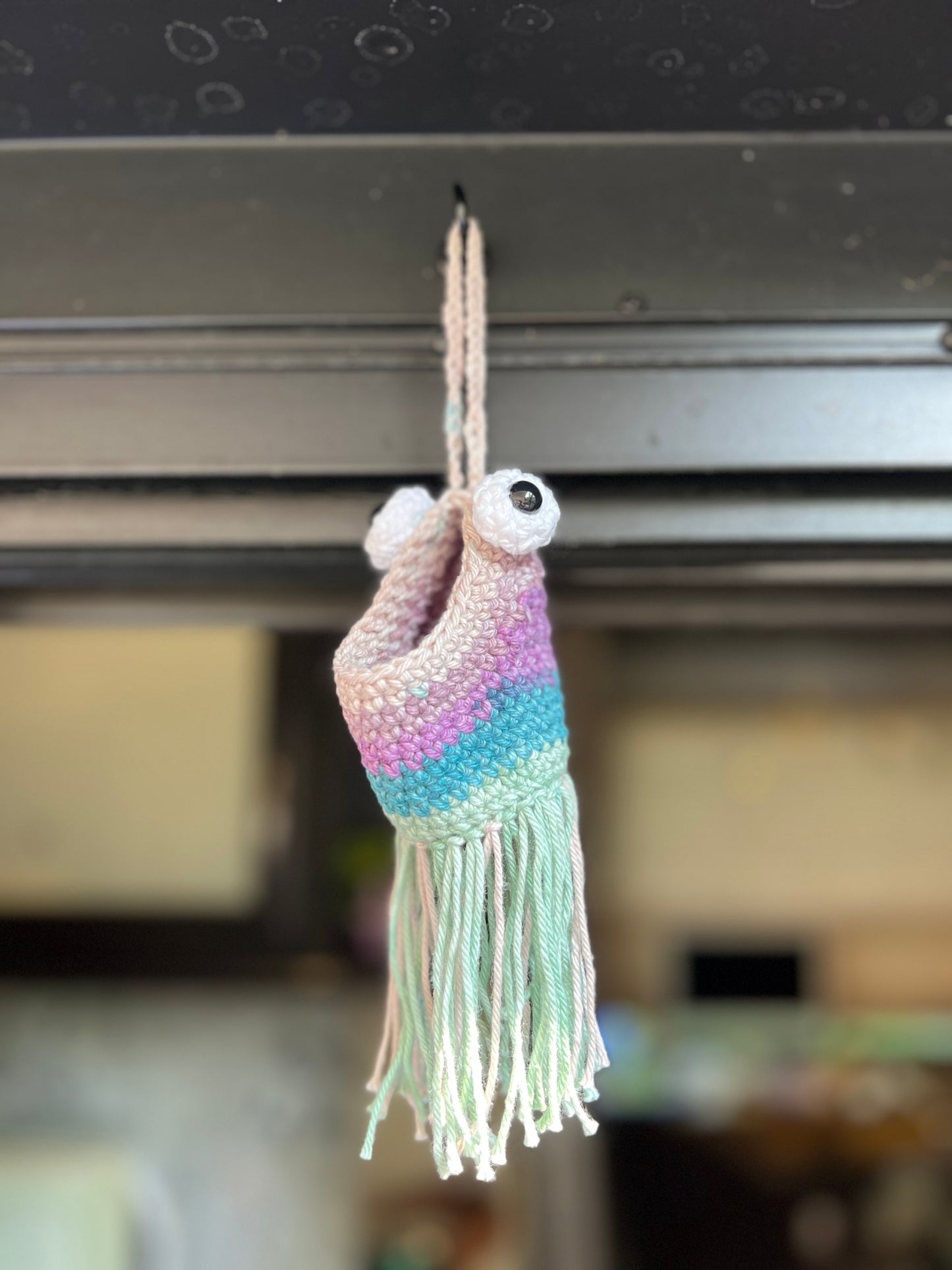 Crocheted Yip Yip Martians Hanging Mirror Decor - Sesame Street-Inspired Car Accessories