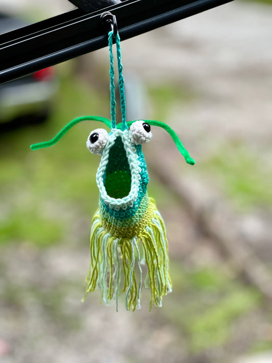 Crocheted Yip Yip Martians Hanging Mirror Decor - Sesame Street-Inspired Car Accessories