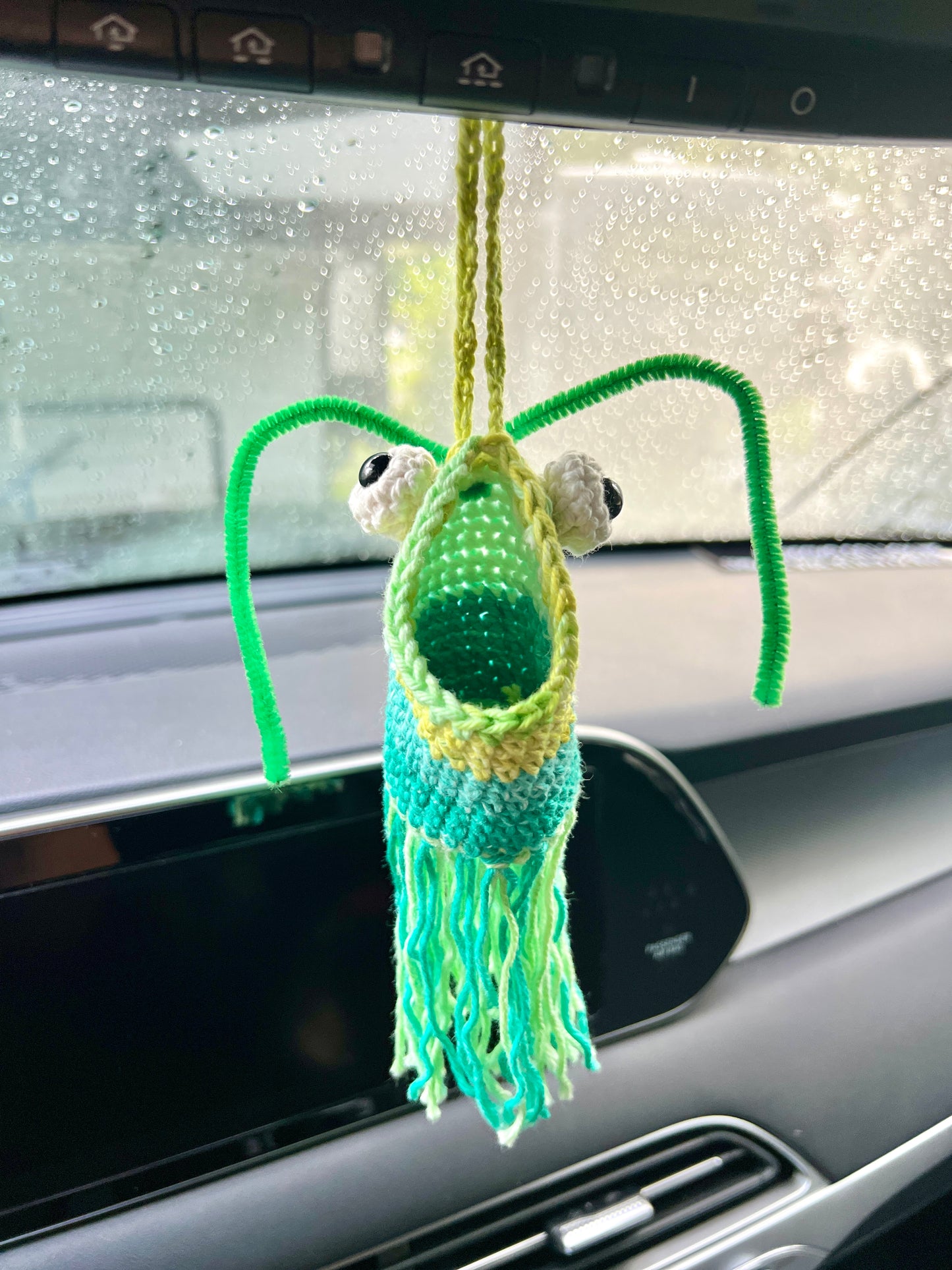 Crocheted Yip Yip Martians Hanging Mirror Decor - Sesame Street-Inspired Car Accessories